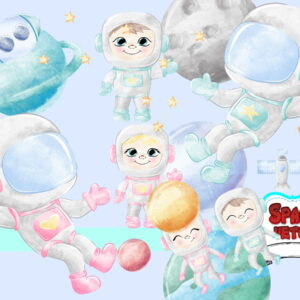 Astronauta Aquarela Kit Digital Compre 1 Leve 3