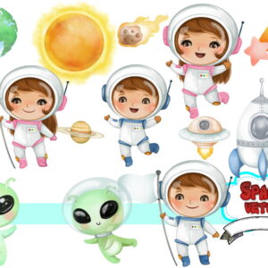 Astronauta Aquarela Kit Digital