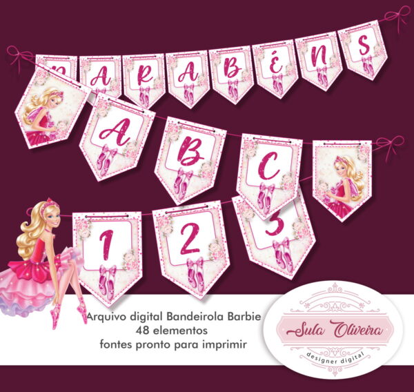 Barbie Bailarina Kit Digital e Bandeirola - Imagem 2