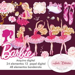 Barbie Bailarina Kit Digital e Bandeirola