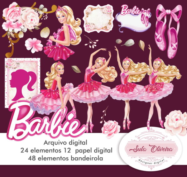 Barbie Bailarina Kit Digital e Bandeirola