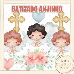 BATIZADO ANJINHO AQUARELA KIT DIGITAL