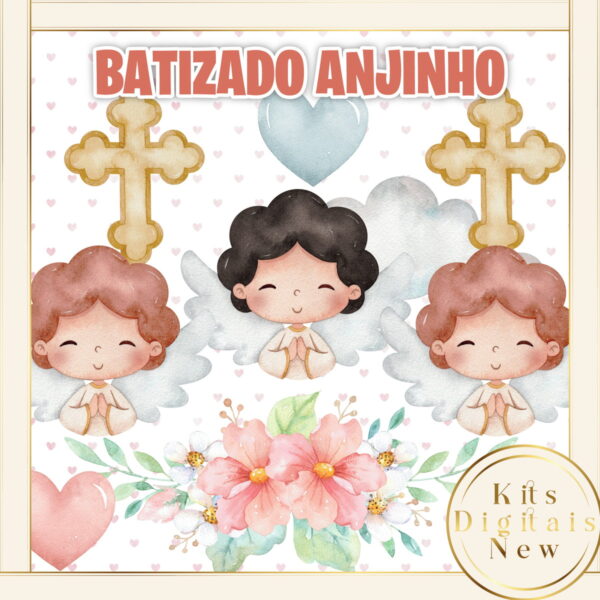 BATIZADO ANJINHO AQUARELA KIT DIGITAL