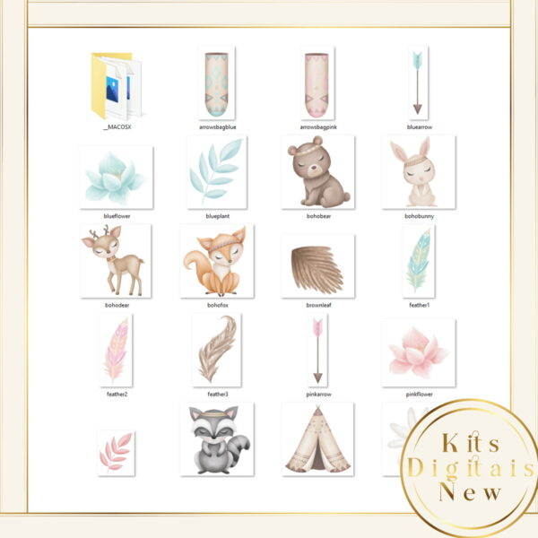 Bosque Cute Aquarela Kit Digital - Image 2