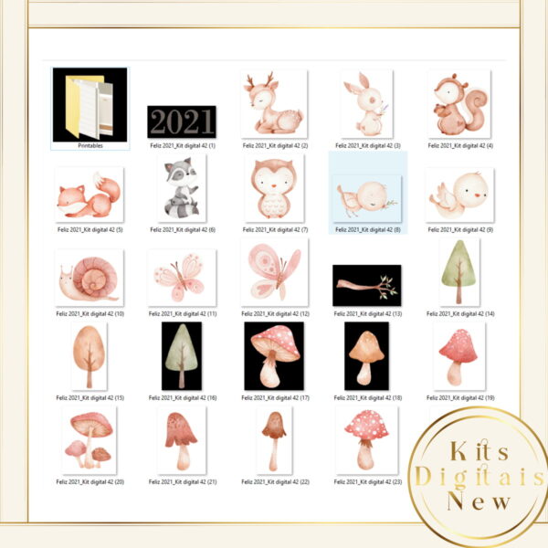 BOSQUE CUTE CANDY COLOR AQUARELA KIT DIGITAL - Imagem 2