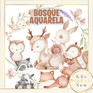 BOSQUE CUTE CANDY COLOR AQUARELA KIT DIGITAL