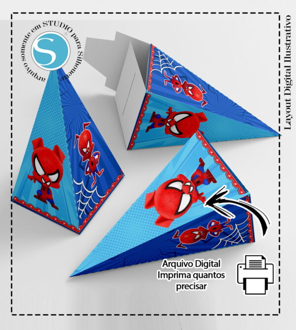 CAIXA PIRAMIDE HOMEM ARANHA ARANHAVERSO - ARQUIVO DIGITAL