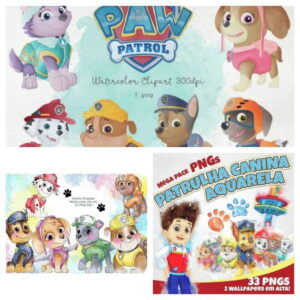 Clipart Kit Digital Patrulha Canina Aquarela/+20kit Cod:8001
