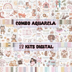 Combo - 12 Kits Digital Aquarela