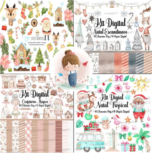 Combo - 22 Kits Natal Aquarela - Imagem 3