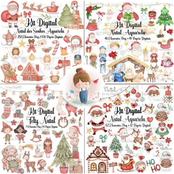 Combo - 22 Kits Natal Aquarela - Imagem 2
