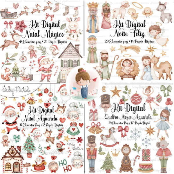 Combo - 22 Kits Natal Aquarela