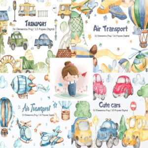 Combo - 4 Kits Meio De Transporte Aquarela