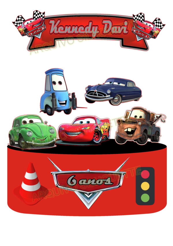 COMBO + Arquivo de Corte - Topo de Bolo Carros Disney 1