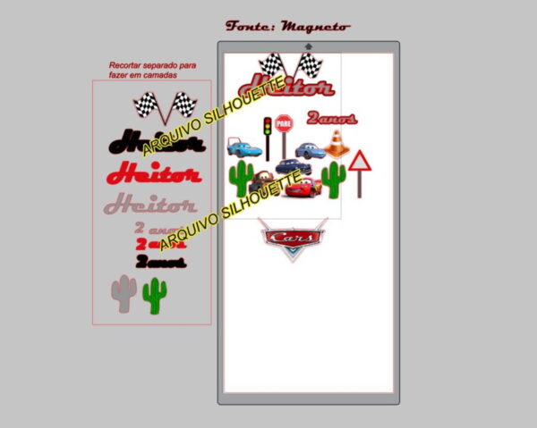 COMBO + Arquivo de Corte - Topo de Bolo Carros Disney - Imagem 2