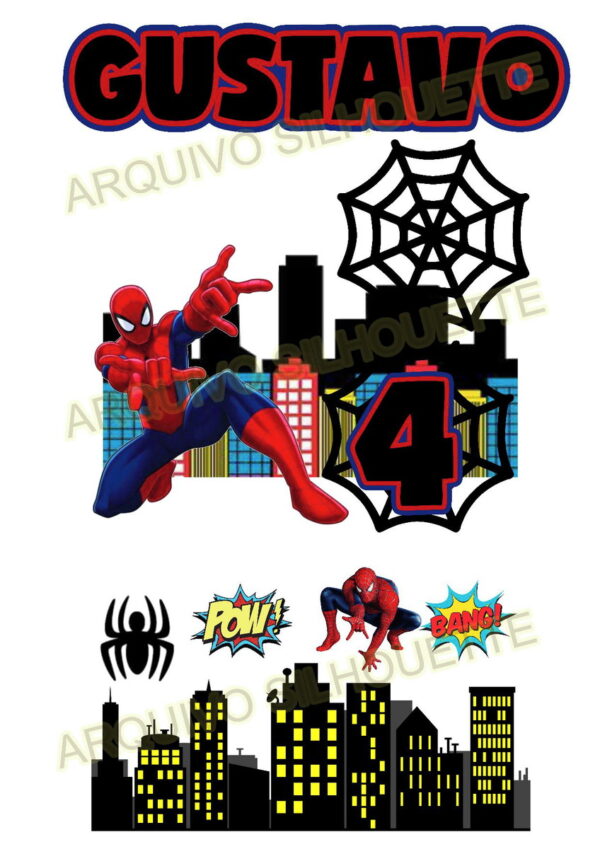 COMBO + Arquivo de Corte - Topo de Bolo Homem Aranha 5 - Imagem 2