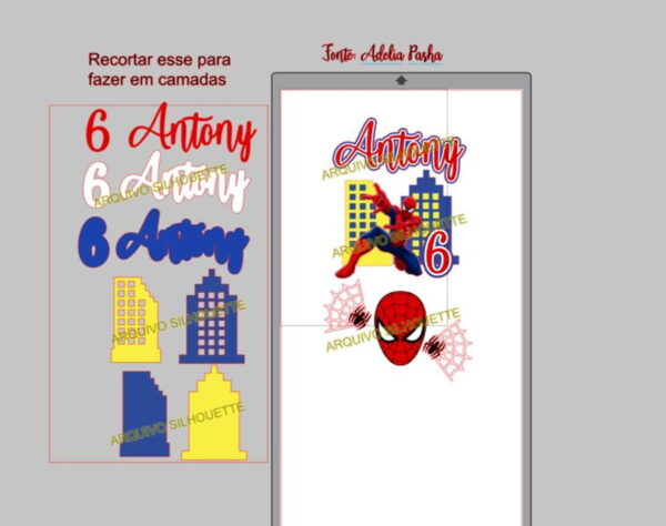 COMBO + Arquivo de Corte - Topo de Bolo Homem Aranha 3 - Imagem 3