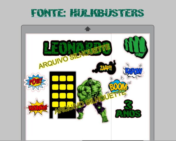 COMBO + Arquivo de Corte - Topo de Bolo Hulk 2