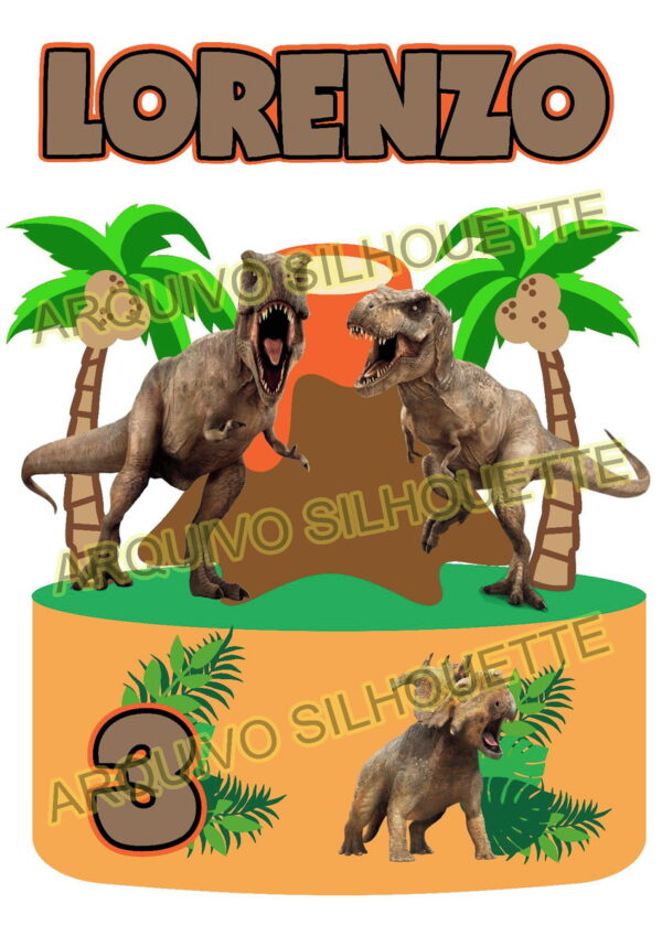 Combo + Arquivo De Corte - Topo De Bolo Jurassic