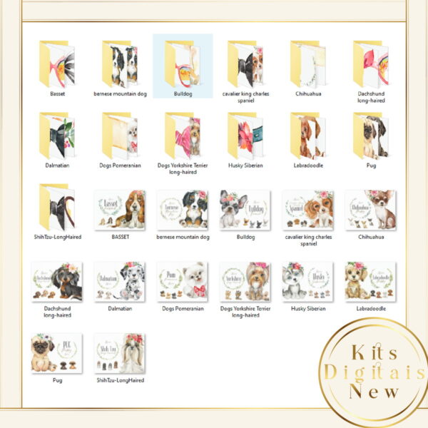 Combo 13 Kits Cachorrinhos Cachorro Aquarela Kit Digital - Imagem 2