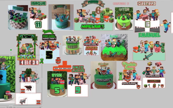 Combo Topo de Bolo Minecraft - Varios