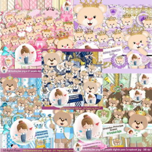 Combo - 5 Kits Digital Ursinhos Realeza