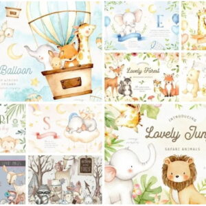 Compre 1 Leve 3 - Combo 53 Kits Digitais Animais Aquarela
