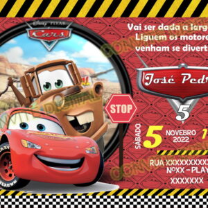 Convite Digital Carros Disney