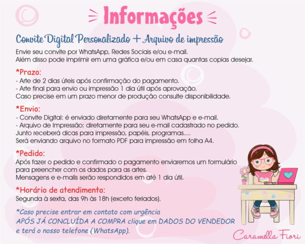 Convite Digital Circo Rosa Aquarela - Image 2
