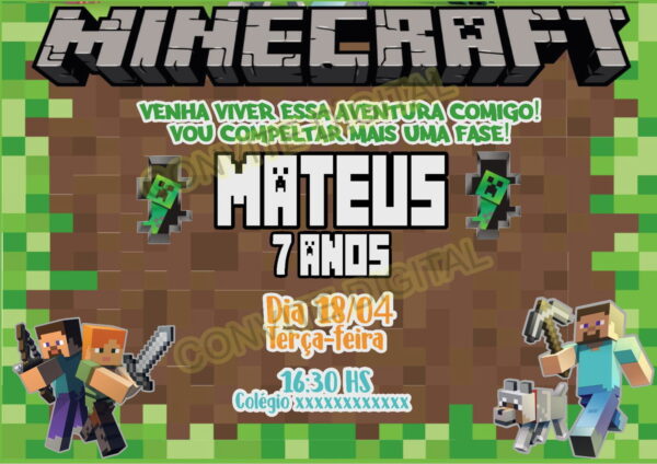 Convite Digital Minecraft