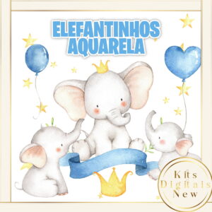 Elefantinho Elefante Aquarela Kit Digital