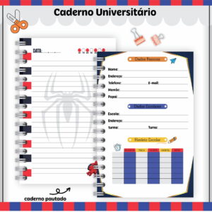 Etiquetas. Cadernos, Homem Aranha em Png e pdf