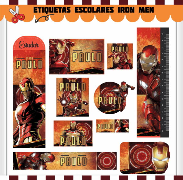 Etiquetas. Cadernos, Homem de Ferro em Png e pdf - Image 3
