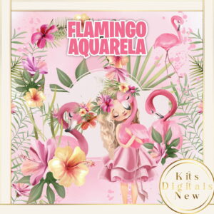 Flamingo Aquarela Kit Digital