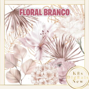 Floral Flor Aquarela Branco Kit Dogotal