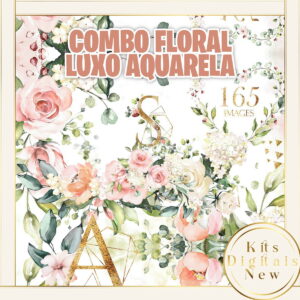 Floral Flor Aquarela Luxo Kit Digital