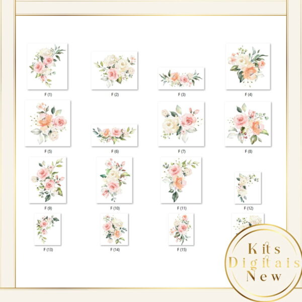 Floral Flor Aquarela Luxo Kit Digital - Image 2