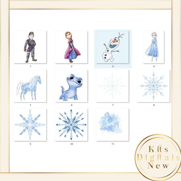 Frozen Aquarela Kit Digital - Imagem 2