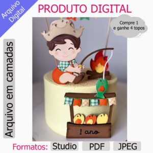 G1025 - Arquivo Topo de Bolo Festa Junina Menino