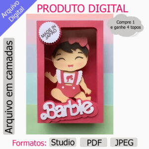 G1034- Arquivo Topo de Bolo Barbie em Camadas