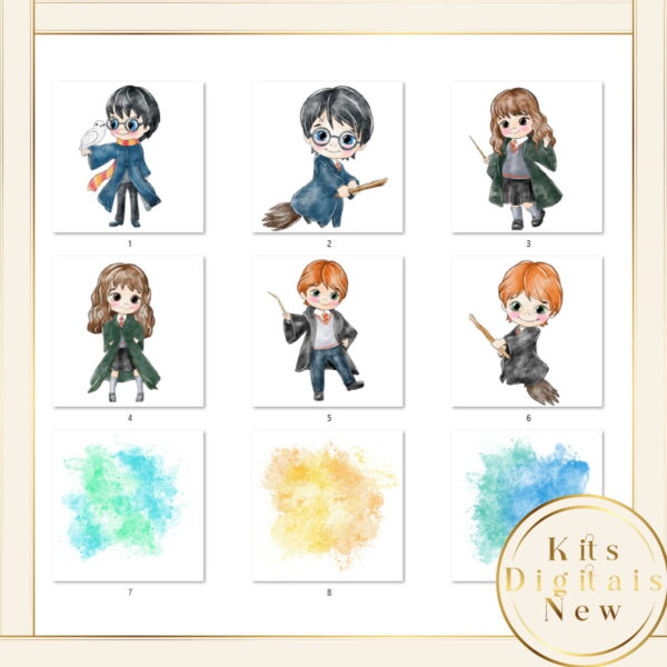 Harry Potter Aquarela Kit Digital - Imagem 2
