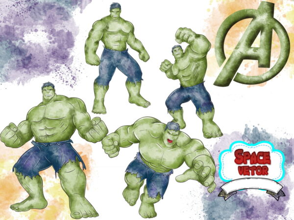 Hulk Aquarela ,kit Digital Compre 1 Leve 3