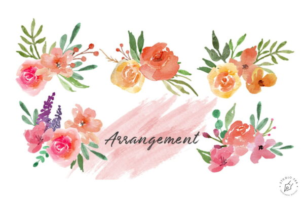 Kit 38 Elementos Digitais Floral Aquarela PNG - Cód. 127 - Imagem 4