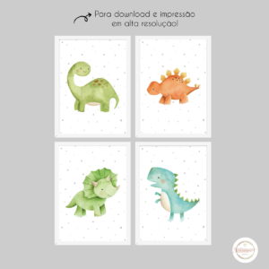 KIT 4 ARTES DIGITAIS - DINOSSAUROS AQUARELA