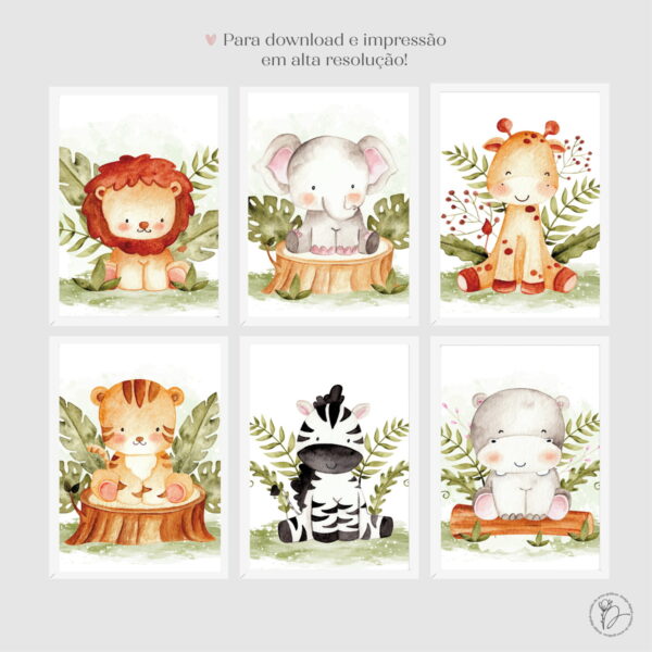 KIT 6 ARTES DIGITAIS - ANIMAIS SAFARI CUTE