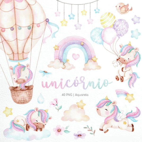 Kit Aquarela Unicórnio