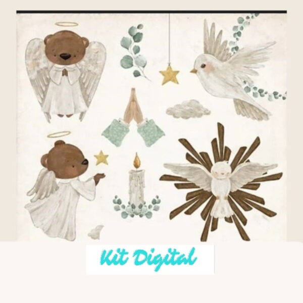 Kit Arquivo Digital Aquarela de Batizado