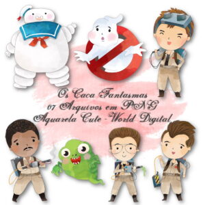 Kit Arquivo Digital em PNG Aquarela Cute Caça Fantasmas