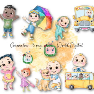 Kit Arquivo Digital em Png Aquarela Cute Cocomelon