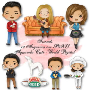 Kit Arquivo Digital em PNG Aquarela Cute Friends
